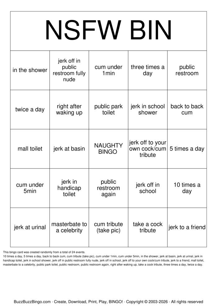 Download Free JERK OFF CHALLENGE Bingo Cards Download Free JERK OFF CHALLENGE Bingo Cards