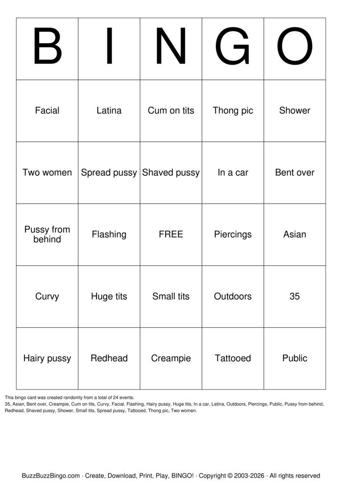 Download Free Nudes Bingo Cards