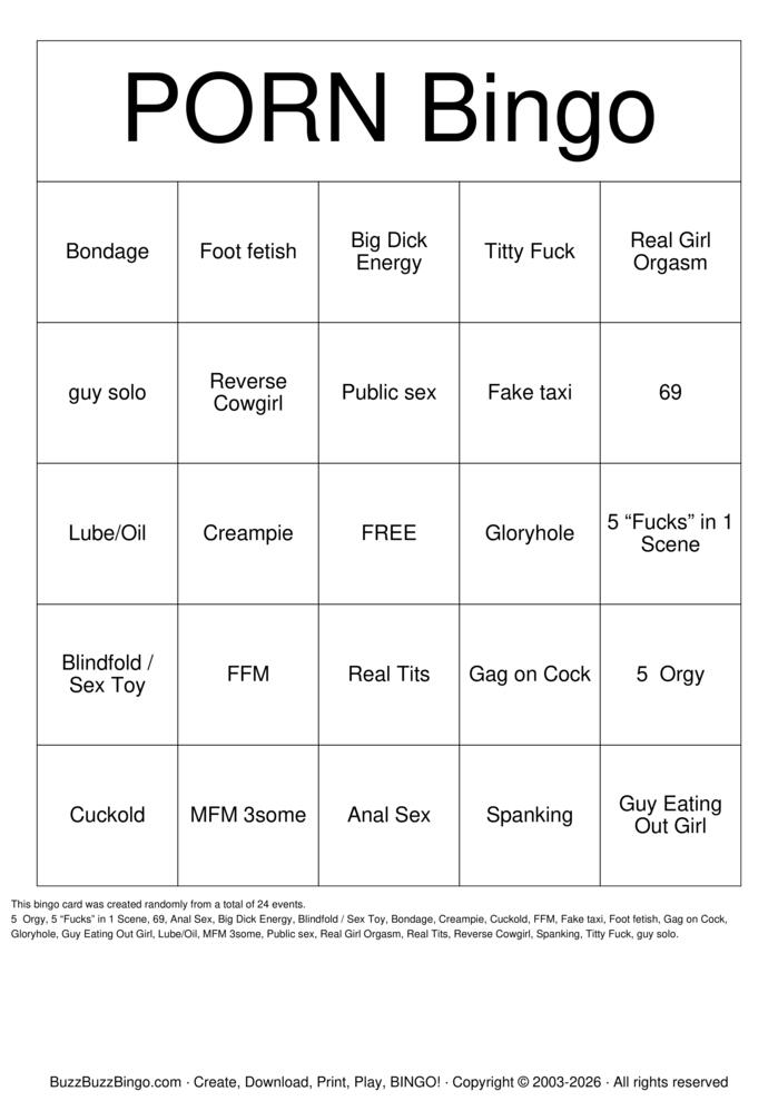 Download Free Porn Bingo Cards Download Free Porn Bingo Cards
