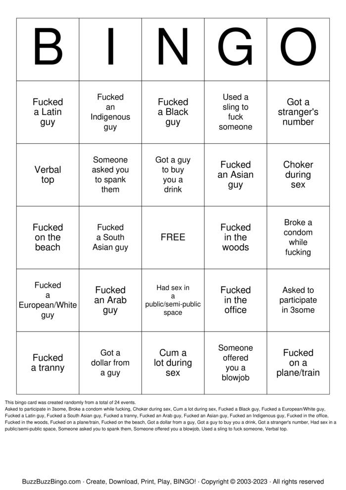 Download Free Random Top Gay Bingo! Bingo Cards