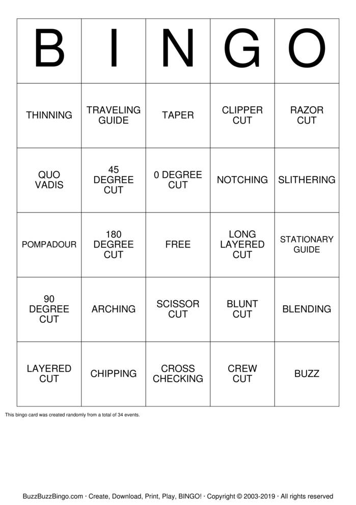 Download Free BARBER Bingo Cards