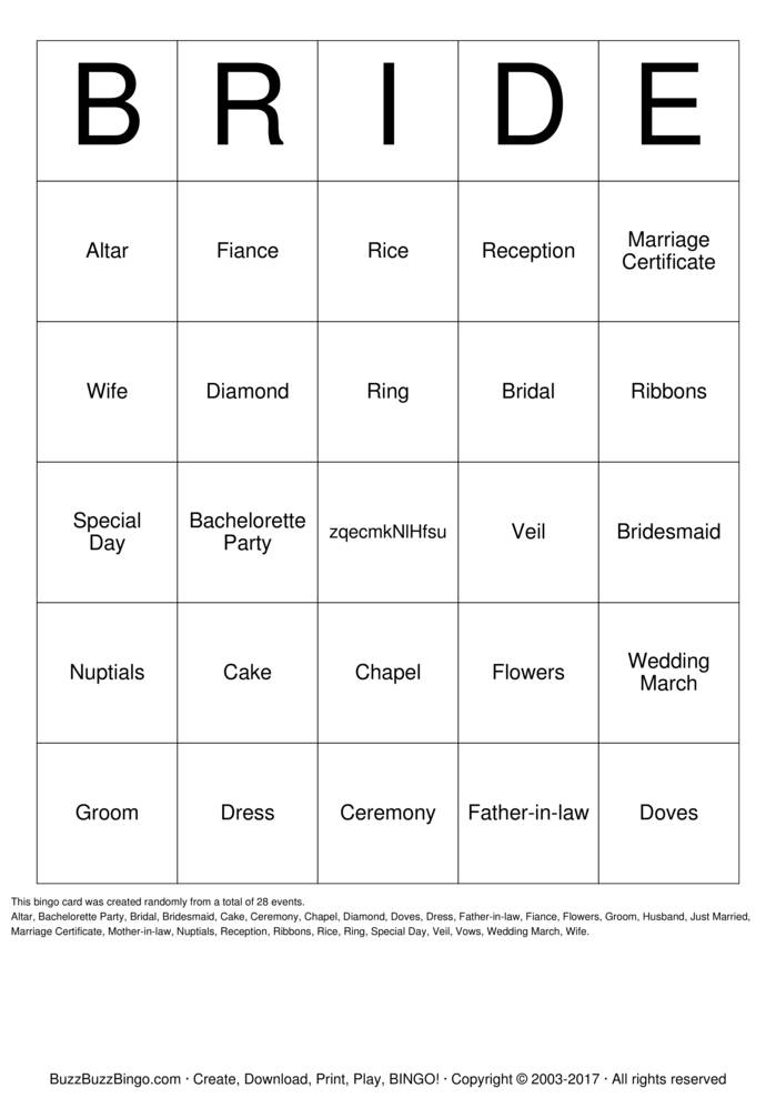 Bridal Shower Bingo Cards to Download, Print and Customize!