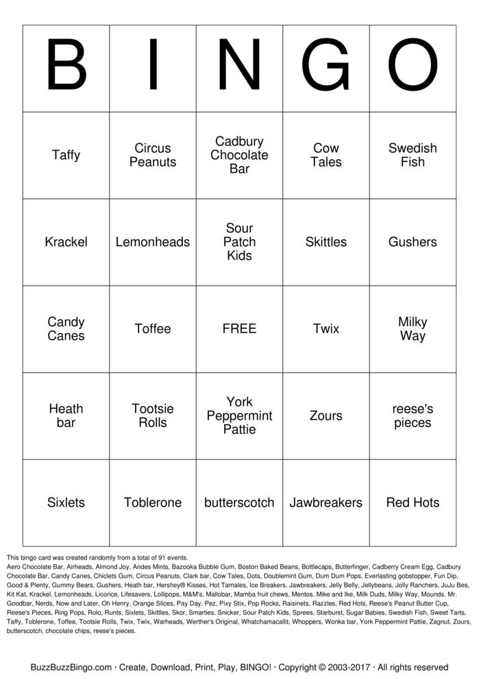 Candyland Bingo Cards to Download, Print and Customize!