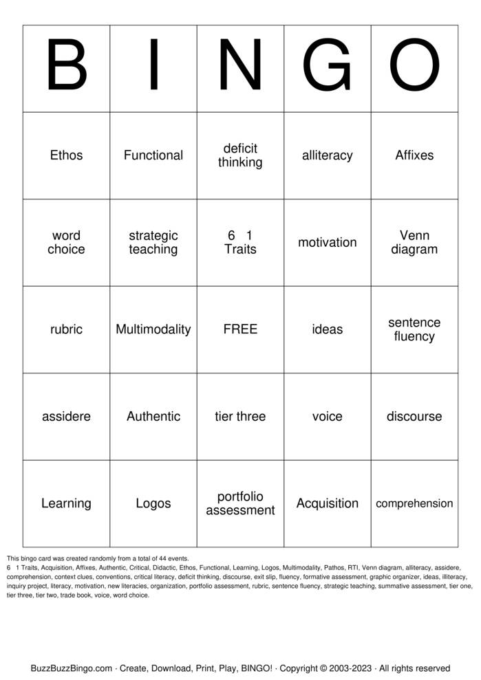 Download Free Custom Bingo Cards