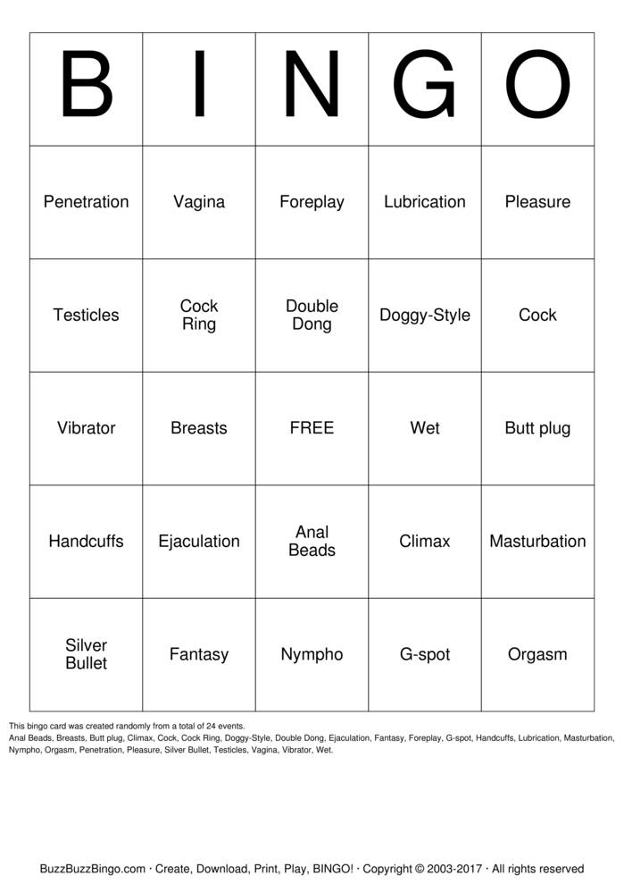 Erotic Bingo Cards to Download, Print and Customize!