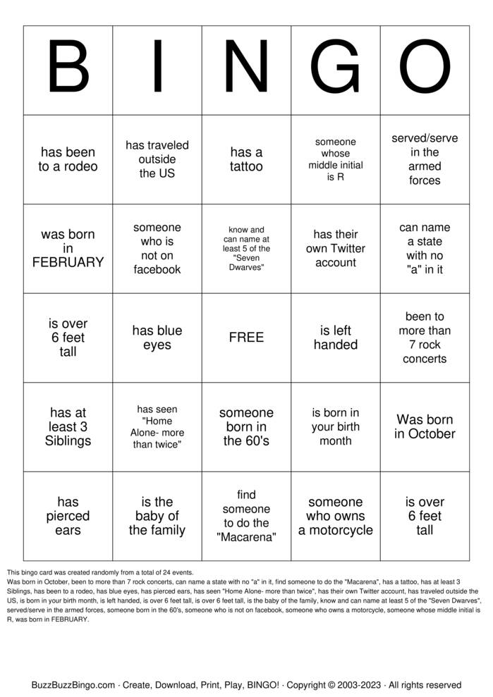 Family Reunion Bingo Bingo Cards to Download, Print and Customize!