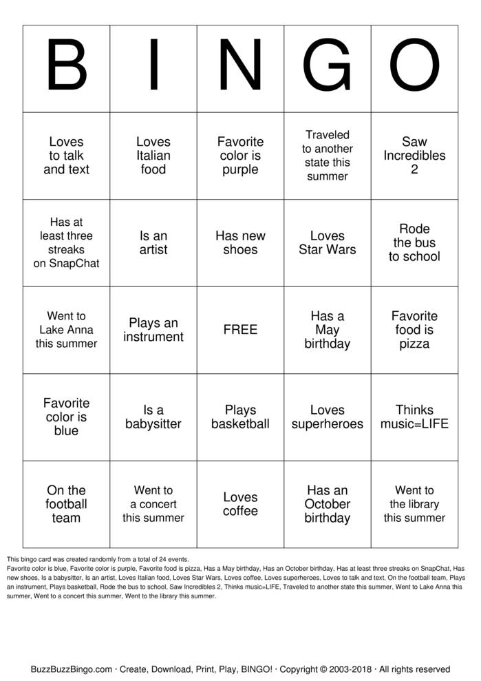 Find-a-Friend Bingo Cards to Download, Print and Customize!