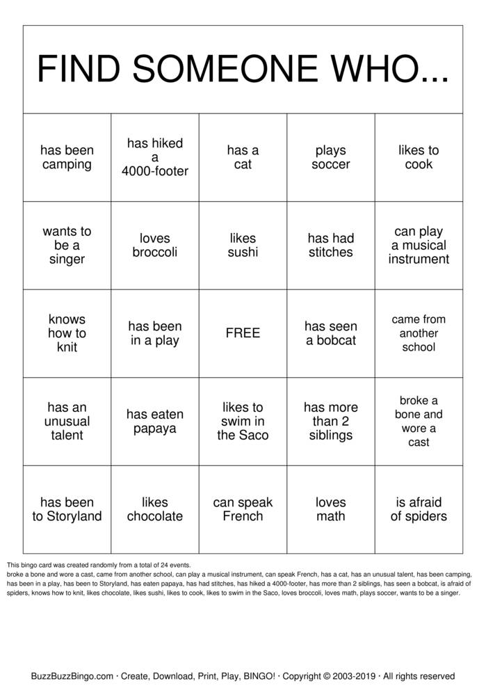 Download Free Human Bingo: International Edition Bingo Cards