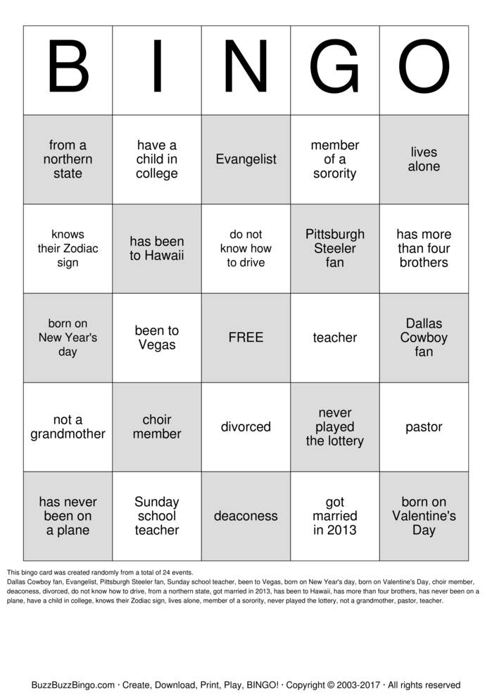 Human Scavenger Hunt Bingo Cards to Download, Print and Customize!