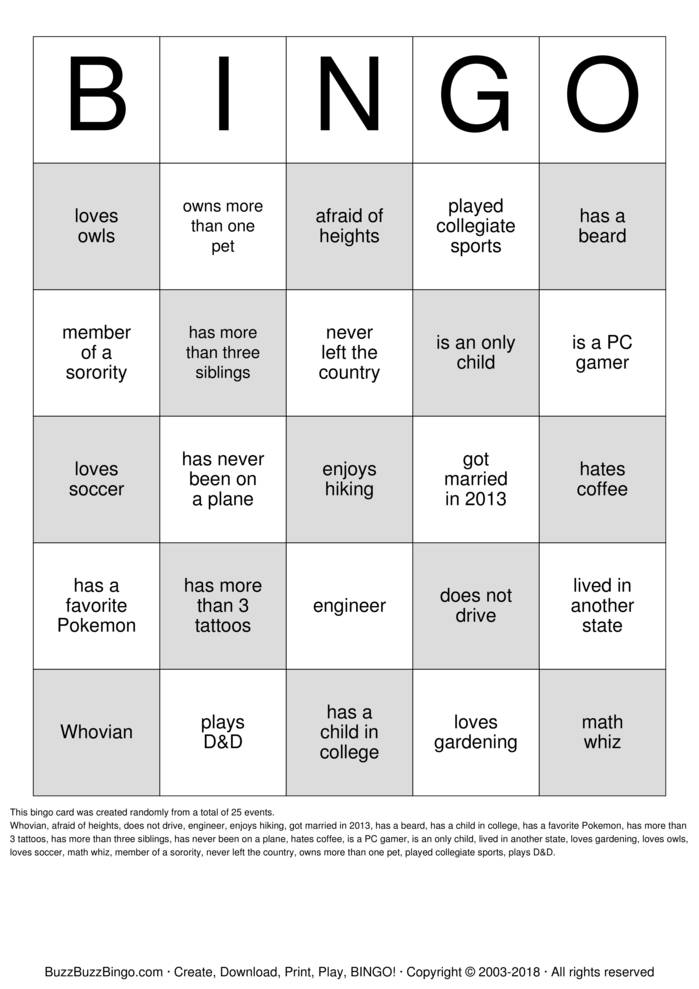 Human Scavenger Hunt Bingo Cards to Download, Print and Customize!