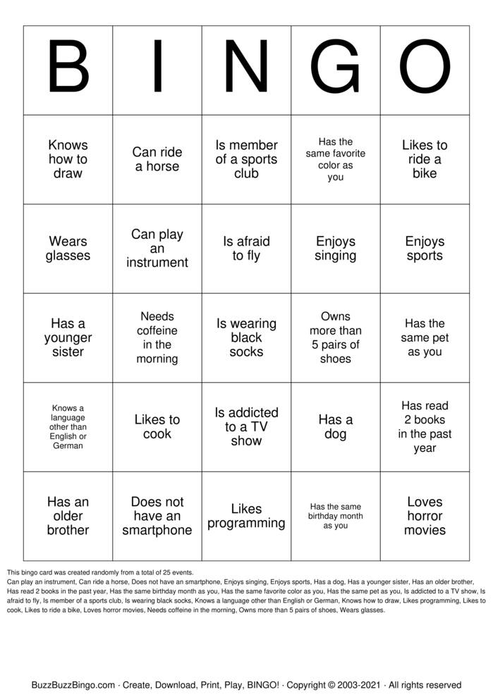 ICEBREAKER BINGO Bingo Cards to Download, Print and Customize!