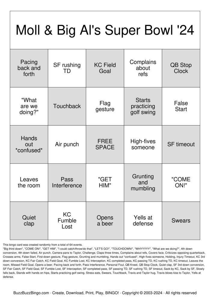 Superbowl Bingo Cards to Download, Print and Customize!