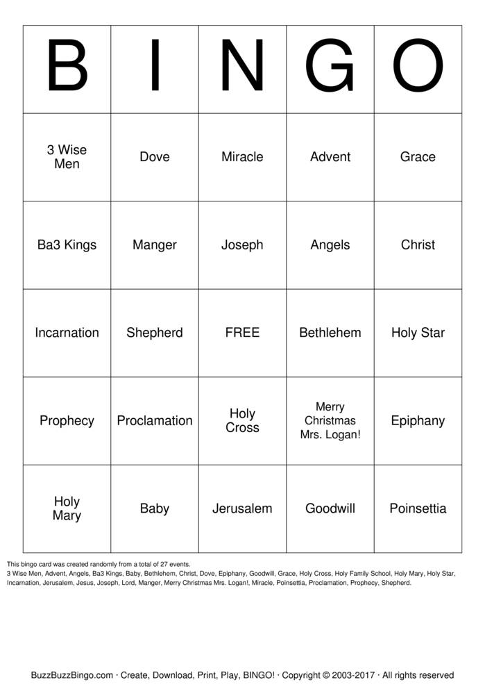 Download Free jesus Bingo Cards