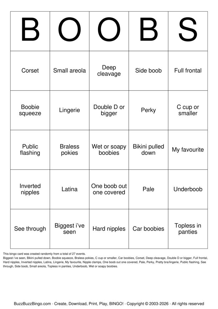 Download Free Boobs Bingo Cards Download Free Boobs Bingo Cards