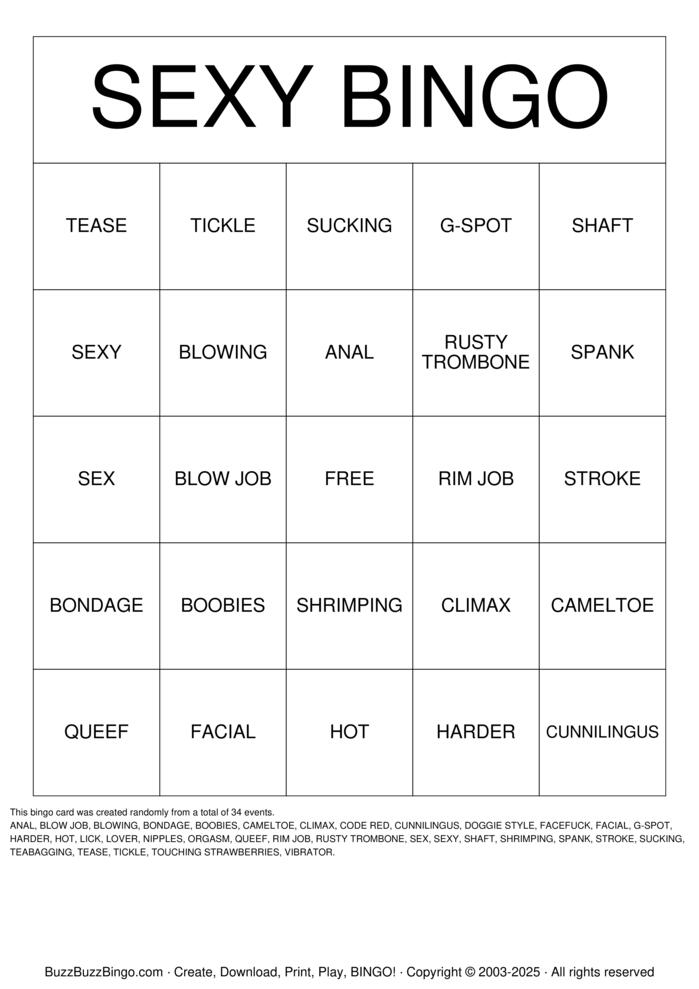 Download Free DIRTY BINGO Bingo Cards
