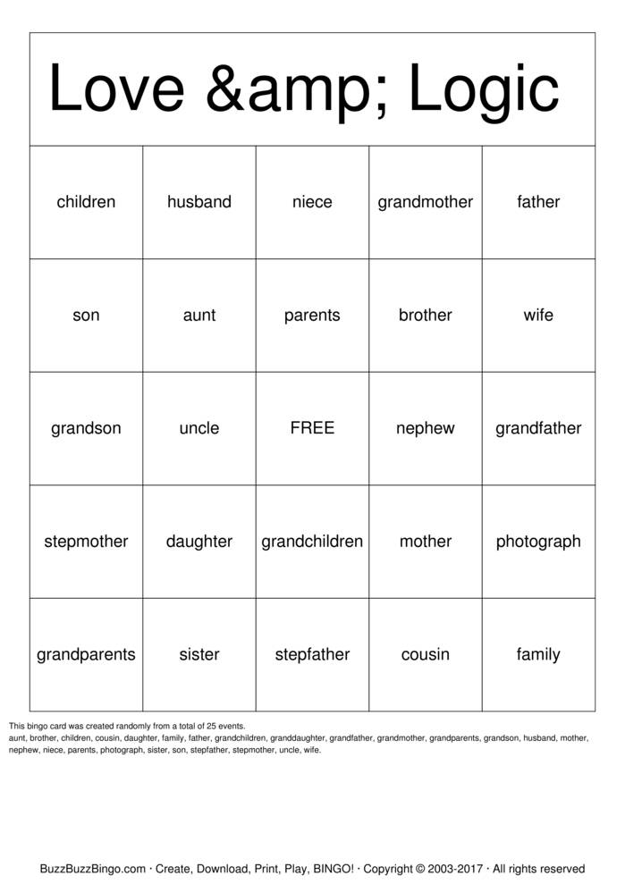 Family Bingo Cards to Download, Print and Customize!