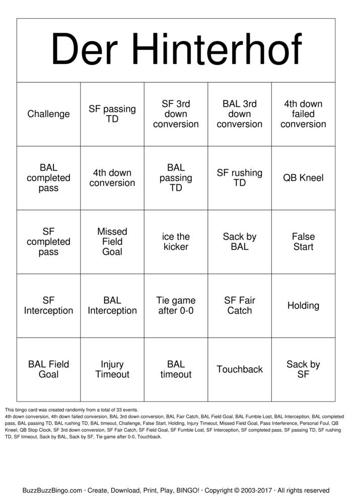 Download Free Football Bingo Cards Download Free Football Bingo Cards