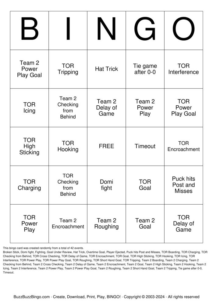 Hockey Bingo Cards to Download, Print and Customize!