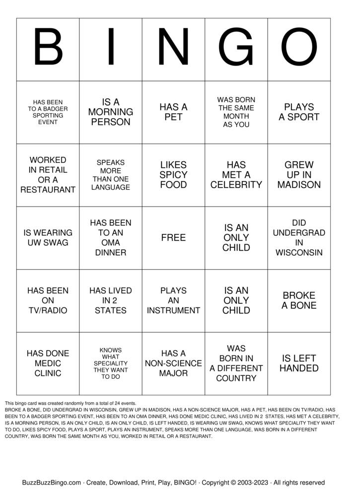 ICE BREAKER Bingo Cards to Download, Print and Customize!