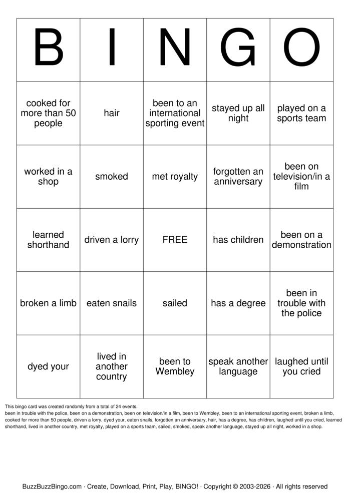 Download Free Life Bingo Cards Download Free Life Bingo Cards