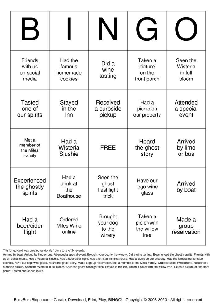 Download Free Miles Wine Cellars Bingo Bingo Cards