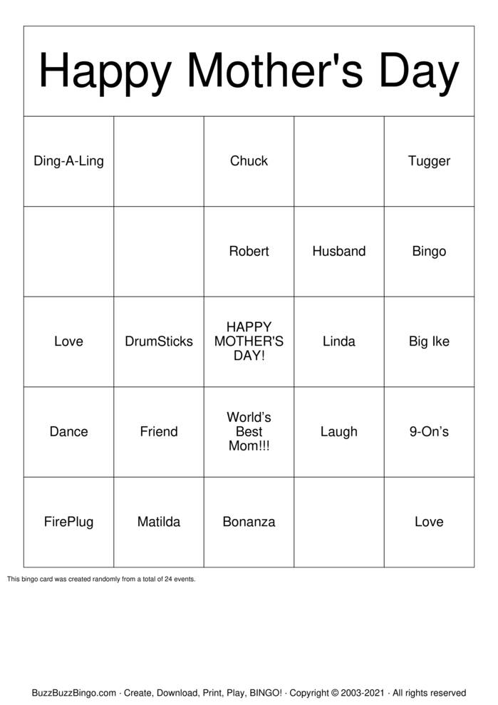 Mothers Day Bingo Cards to Download, Print and Customize!