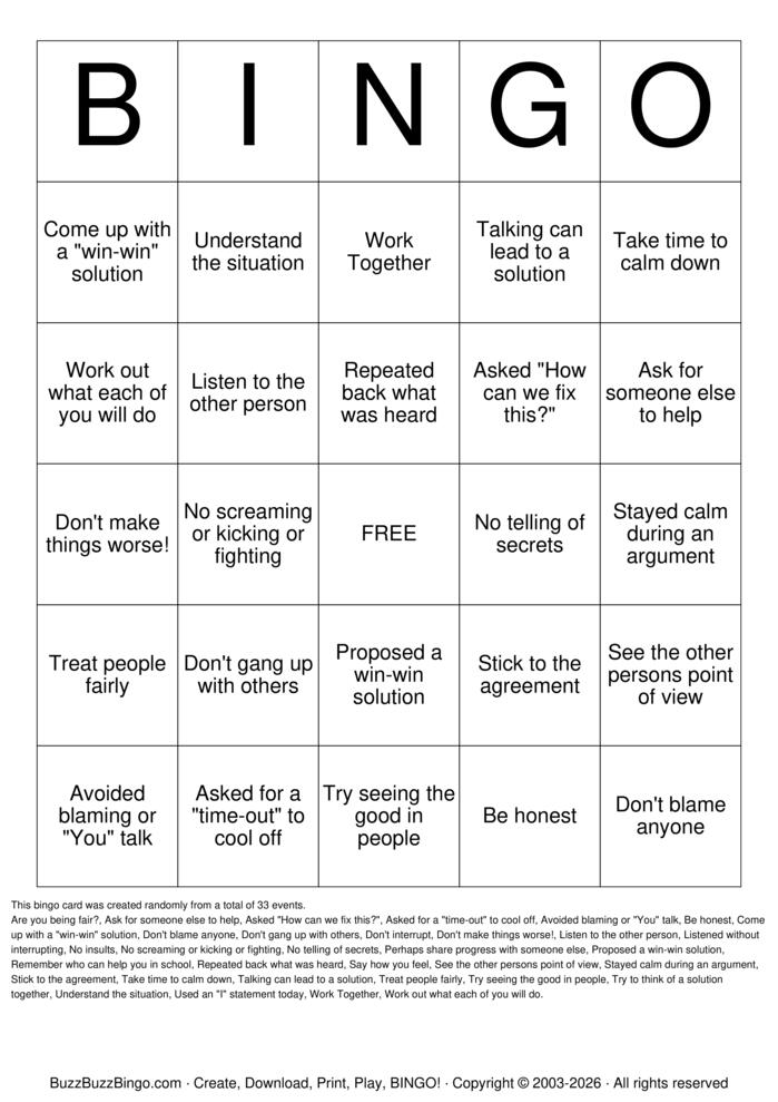 Problem Solving Bingo Cards to Download, Print and Customize!
