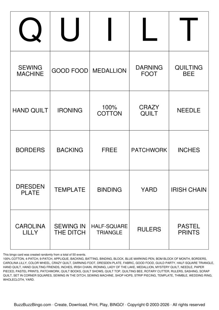 Download Free Quilting Bingo Bingo Cards Download Free Quilting Bingo Bingo Cards