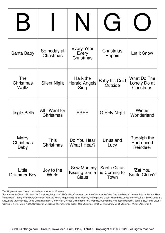 Download Free R&B Bingo music Bingo Cards