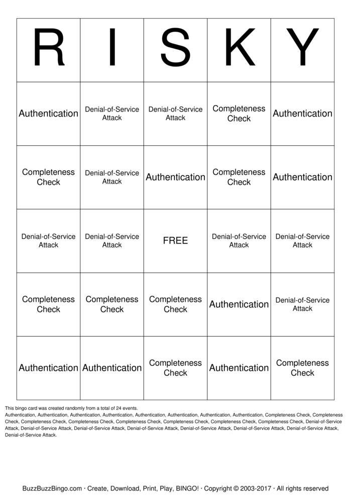 Download Free RISKY Bingo Cards