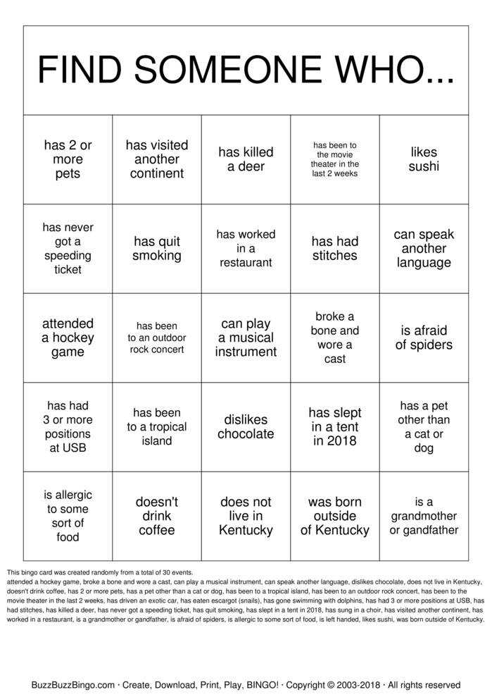 Download Free USB Bingo Cards Download Free USB Bingo Cards