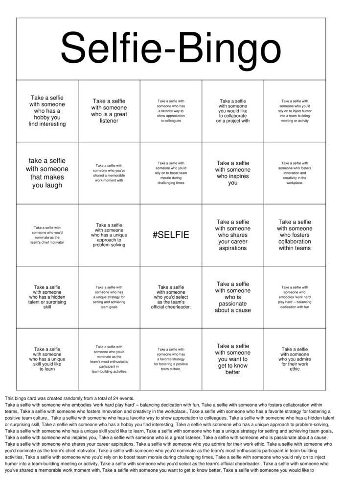 selfie Bingo Cards to Download, Print and Customize!