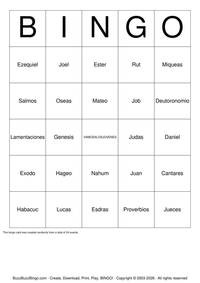 Download Free BINGO BIBLIA Bingo Cards