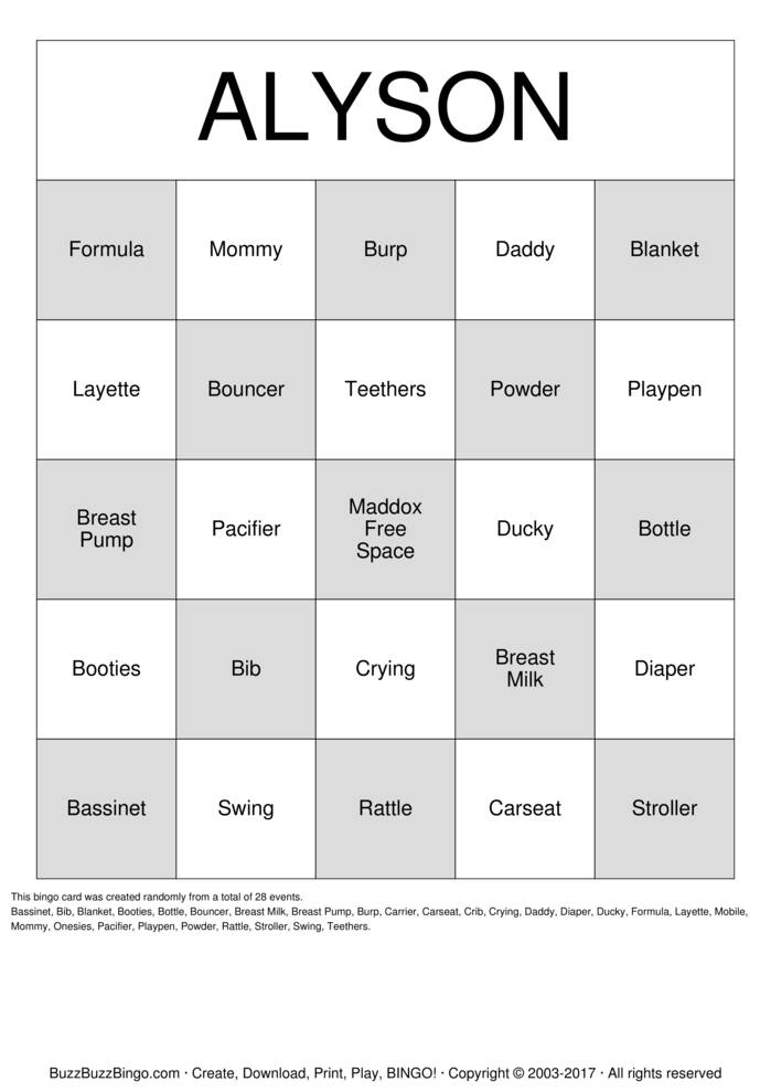 Download Free Baby Shower Bingo Cards Download Free Baby Shower Bingo Cards