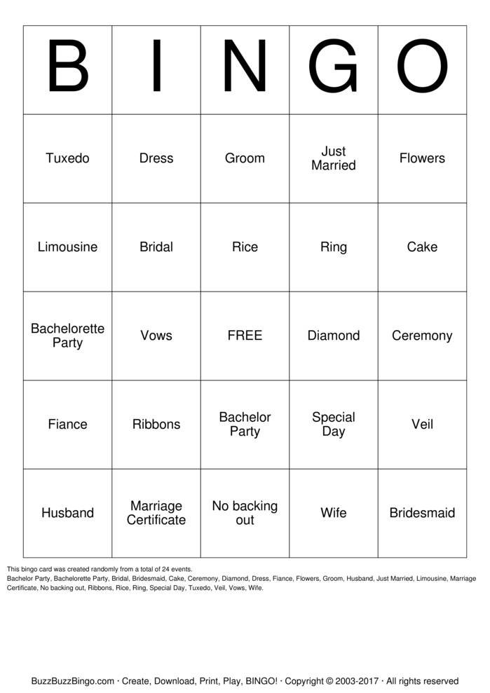 Bridal Shower Bingo Cards to Download, Print and Customize!