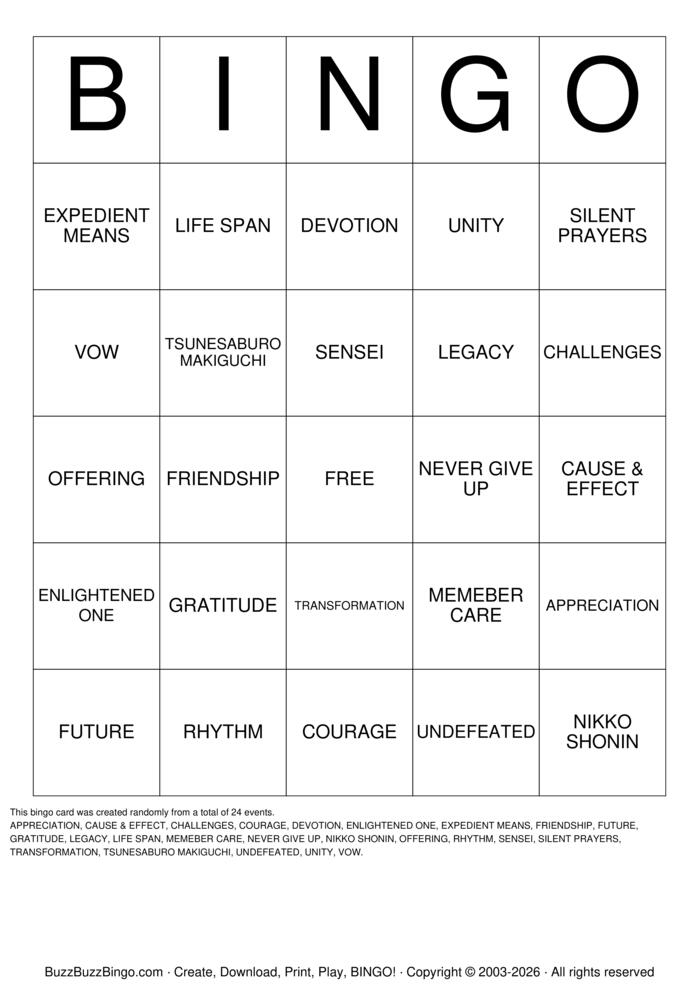 Download Free Custom Bingo Cards