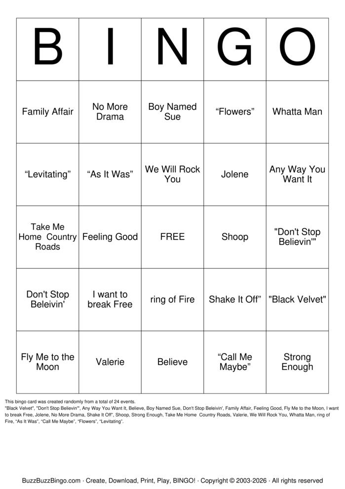 Download Free KARAOKE Bingo Cards