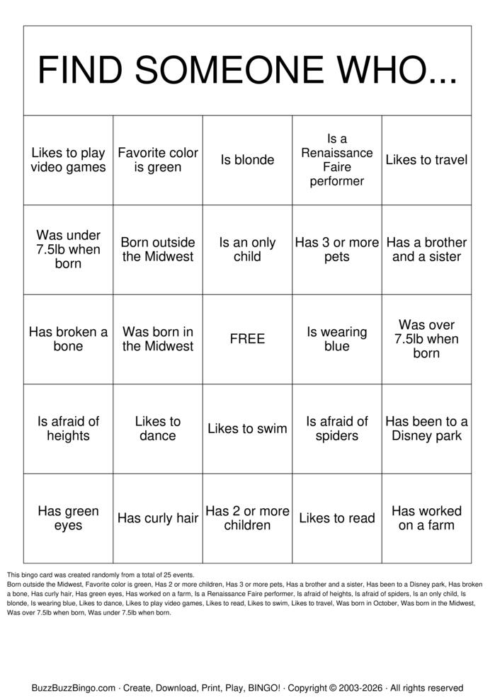 Download Free Mingle Bingo  Bingo Cards