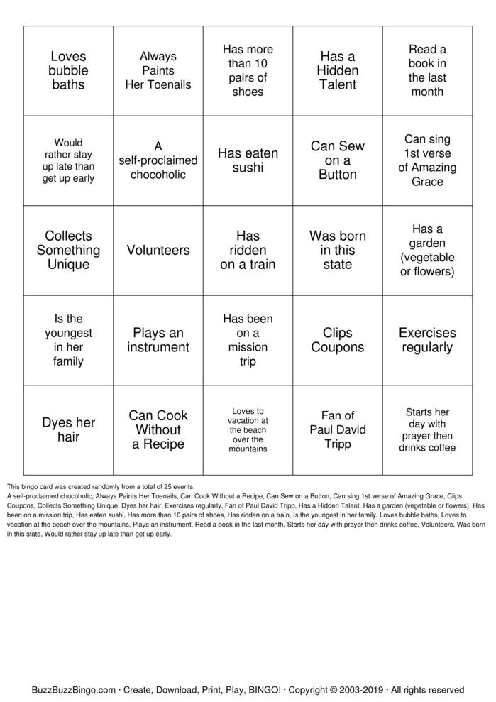 WOMEN'S MINISTRY BINGO Bingo Cards to Download, Print and Customize!