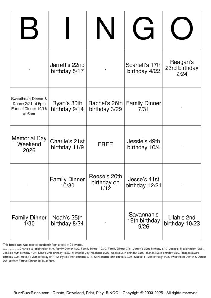 Download Free 2026 Family Bingo Bingo Cards Download Free 2026 Family Bingo Bingo Cards