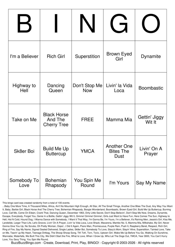 Download Free 70s, 80s, 90s, 00s Music Titles Bingo Cards