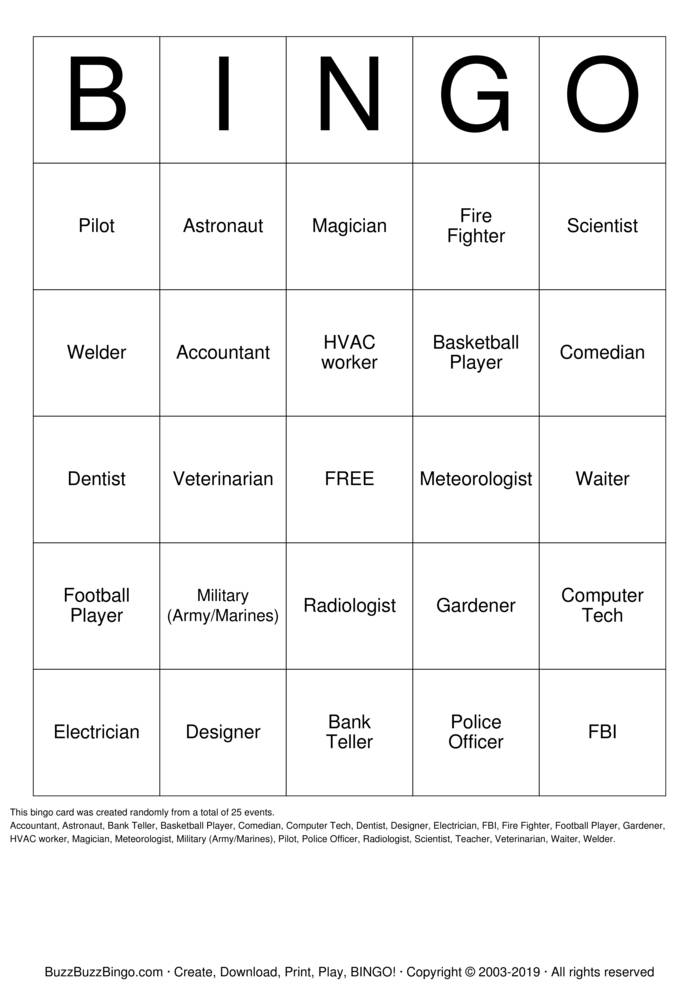 Career Bingo Cards to Download, Print and Customize!