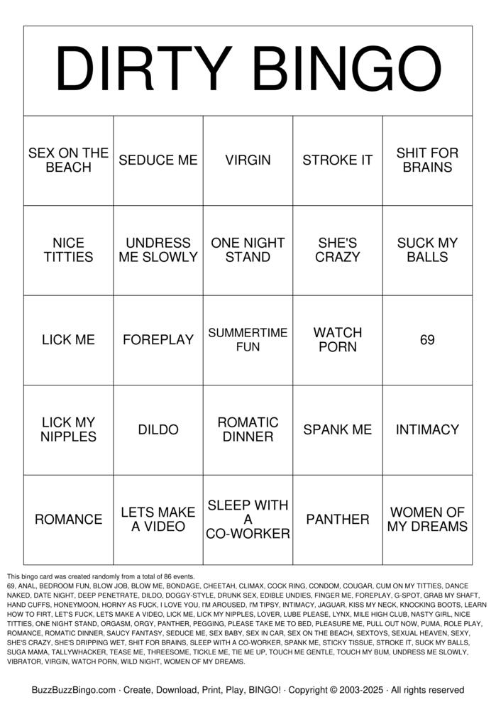 Download Free DIRTY BINGO Bingo Cards