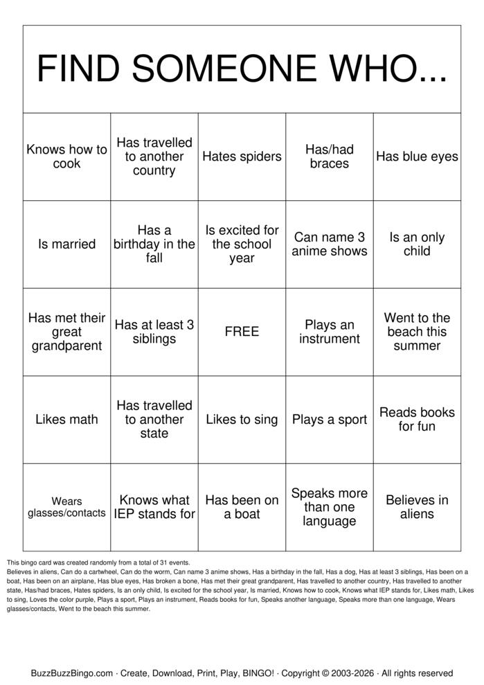 Download Free Getting to Know You! Bingo Cards Download Free Getting to Know You! Bingo Cards