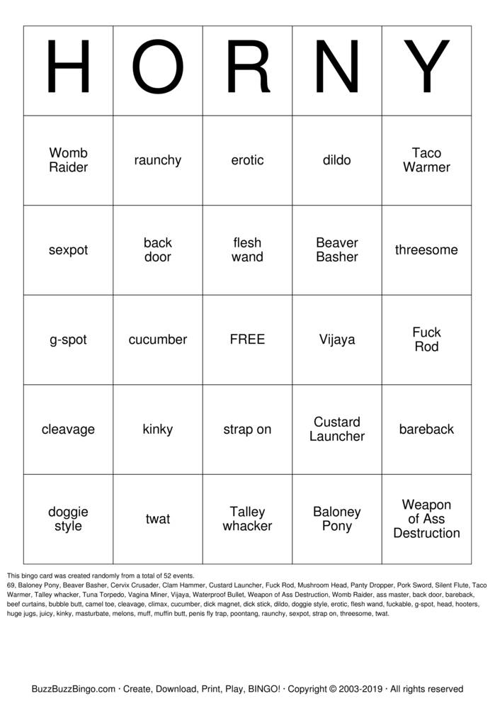 Download Free Rudy's Dirty Bingo Bingo Cards
