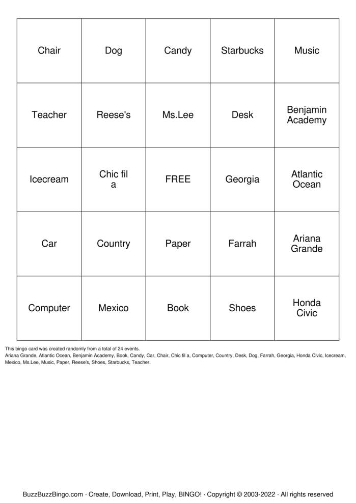 proper nouns Bingo Cards to Download, Print and Customize!