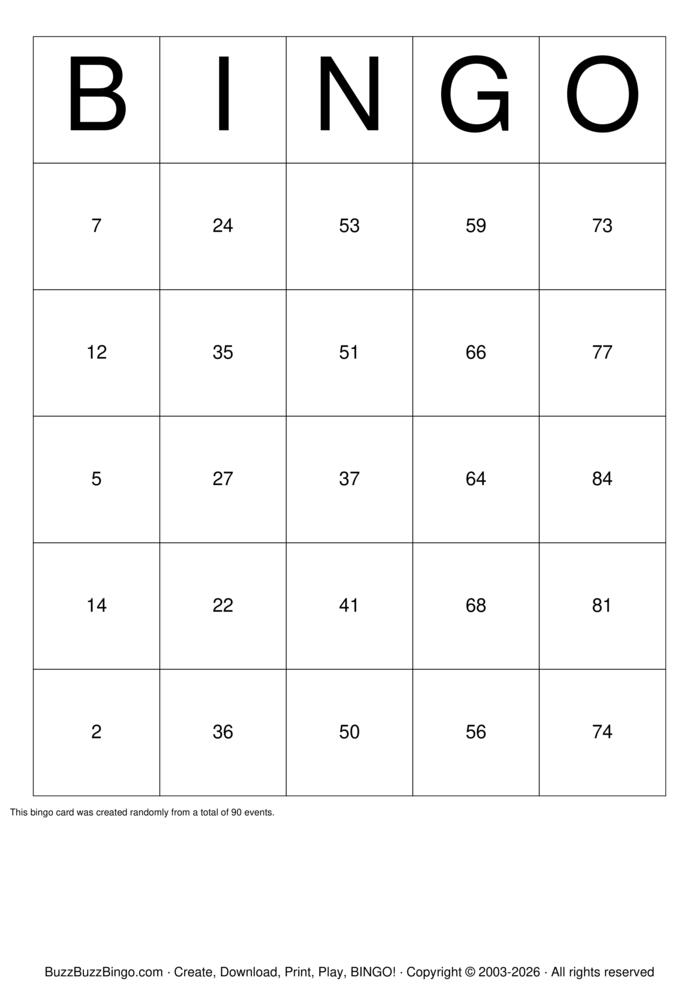 Download Free Classic Numbers 1-90 Bingo Cards Download Free Classic Numbers 1-90 Bingo Cards