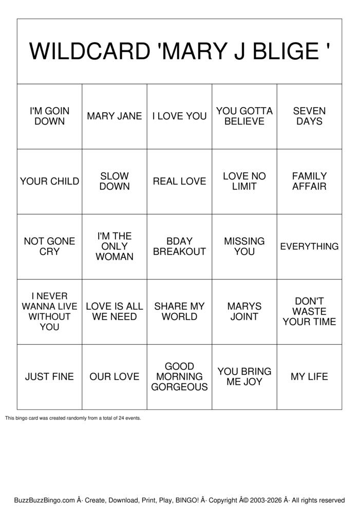 Download Free Custom Bingo Cards