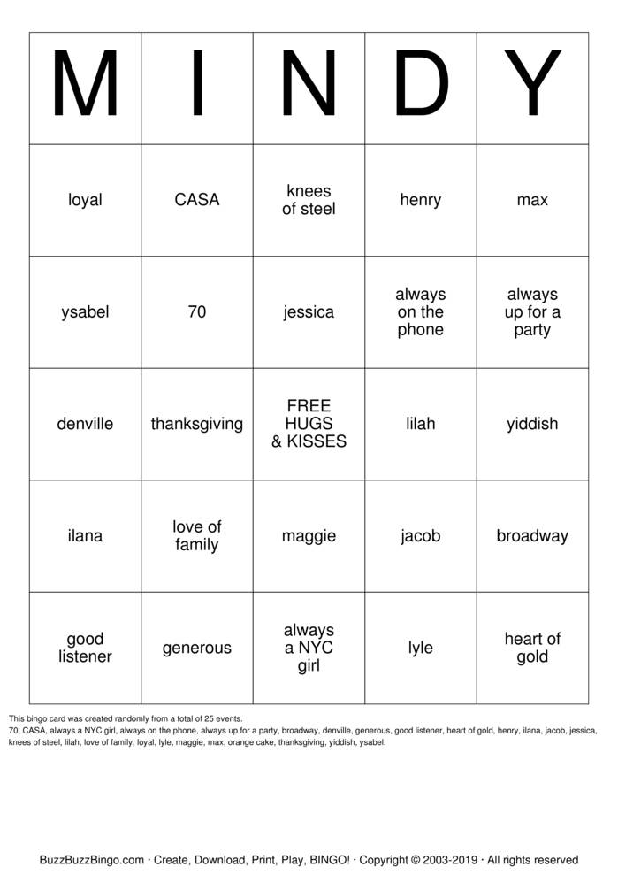 Download Free Custom Bingo Cards