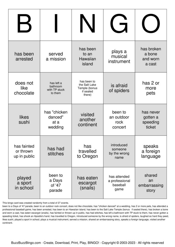Download Free Find a Sister who ...  Bingo Cards